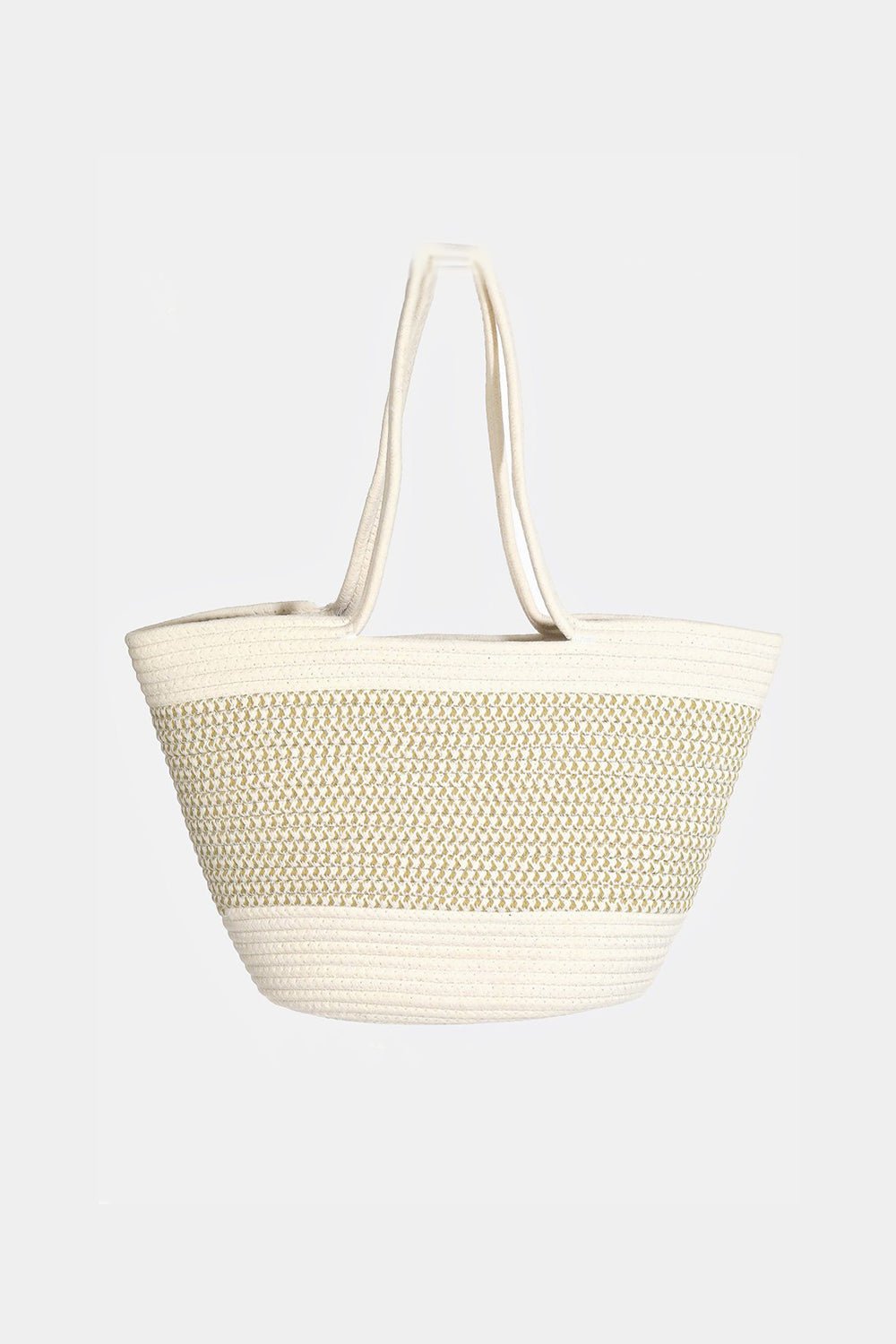 Braided Contrast Panel Beach Tote BagTote BagFame