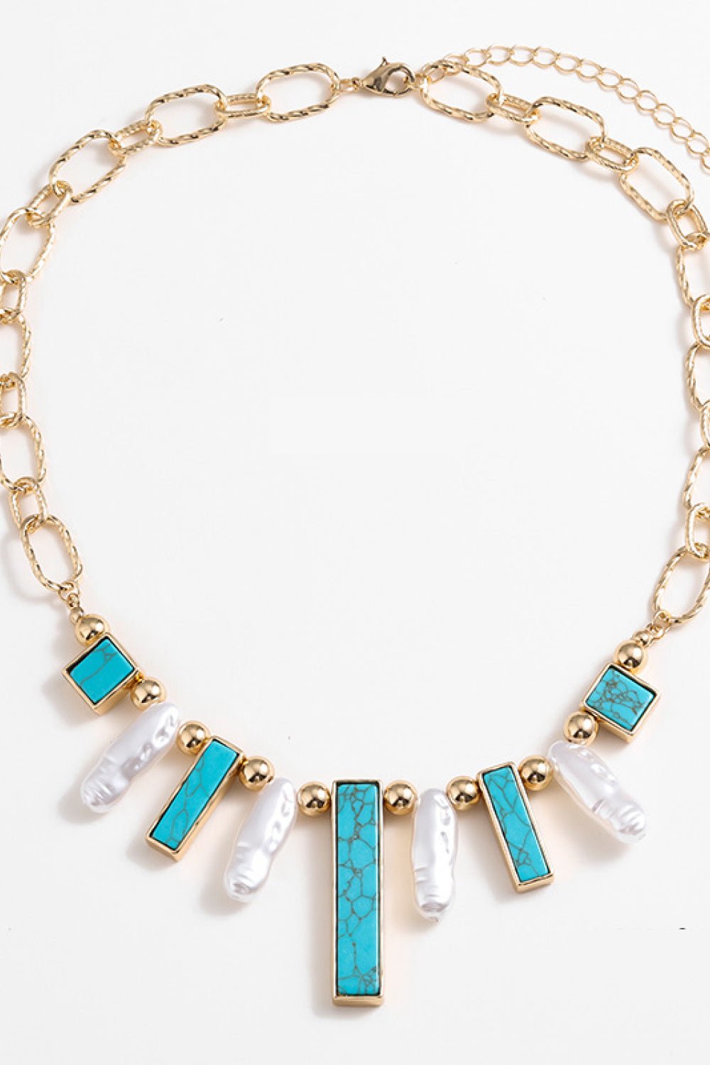 Brass Turquoise Statement NecklaceNecklaceBeach Rose Co.