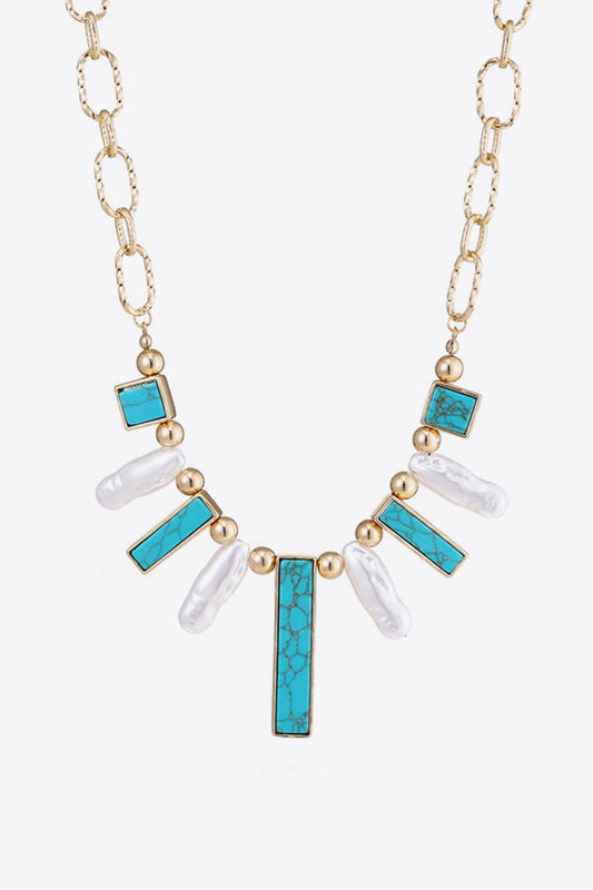 Brass Turquoise Statement NecklaceNecklaceBeach Rose Co.