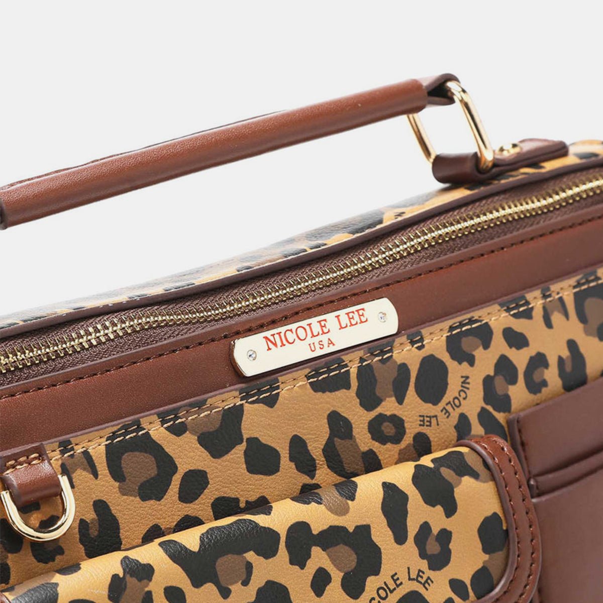 Brown Vegan Leather Leopard Print HandbagHandbagNicole Lee USA