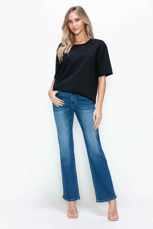 BYTOS - Medium Wash High Rise Straight Leg Jeans