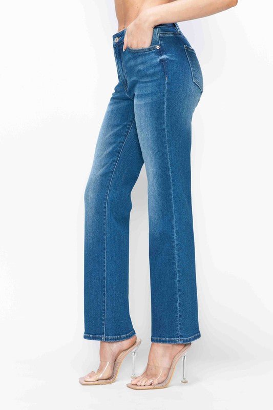 BYTOS - Medium Wash High Rise Straight Leg Jeans