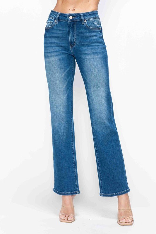 BYTOS - Medium Wash High Rise Straight Leg Jeans