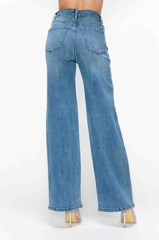 BYTOS - Medium Wash High Rise Wide Leg Jeans