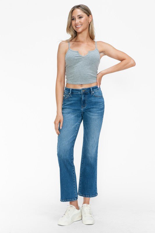 BYTOS - Medium Wash Mid Rise Ankle Jeans