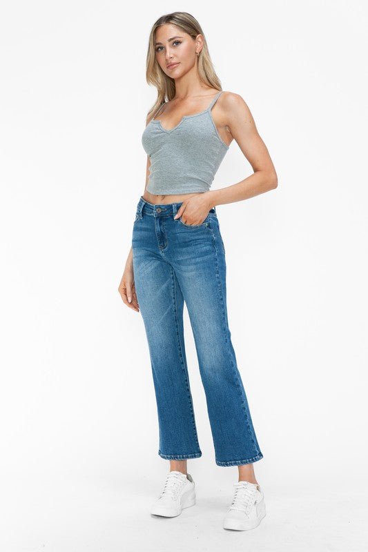 BYTOS - Medium Wash Mid Rise Ankle Jeans