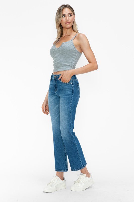 BYTOS - Medium Wash Mid Rise Ankle Jeans