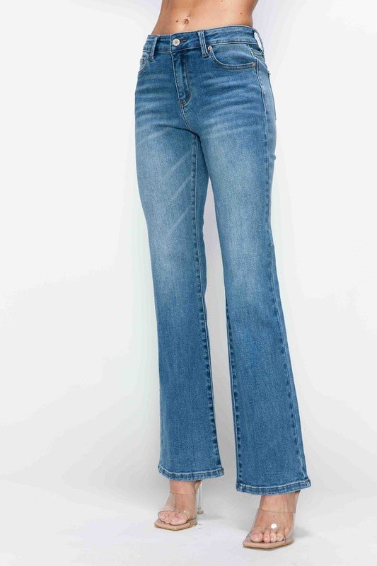 BYTOS - Medium Wash Mid Rise Bootcut Jeans