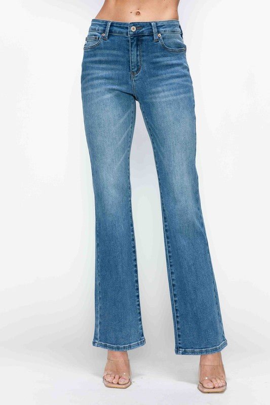 BYTOS - Medium Wash Mid Rise Bootcut Jeans