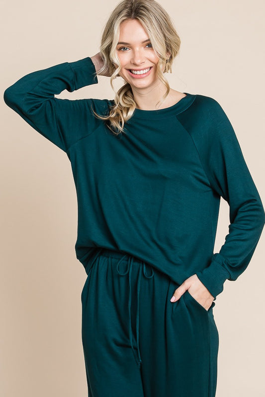 Hunter Green Long Sleeve Top & Pants Lounge Set