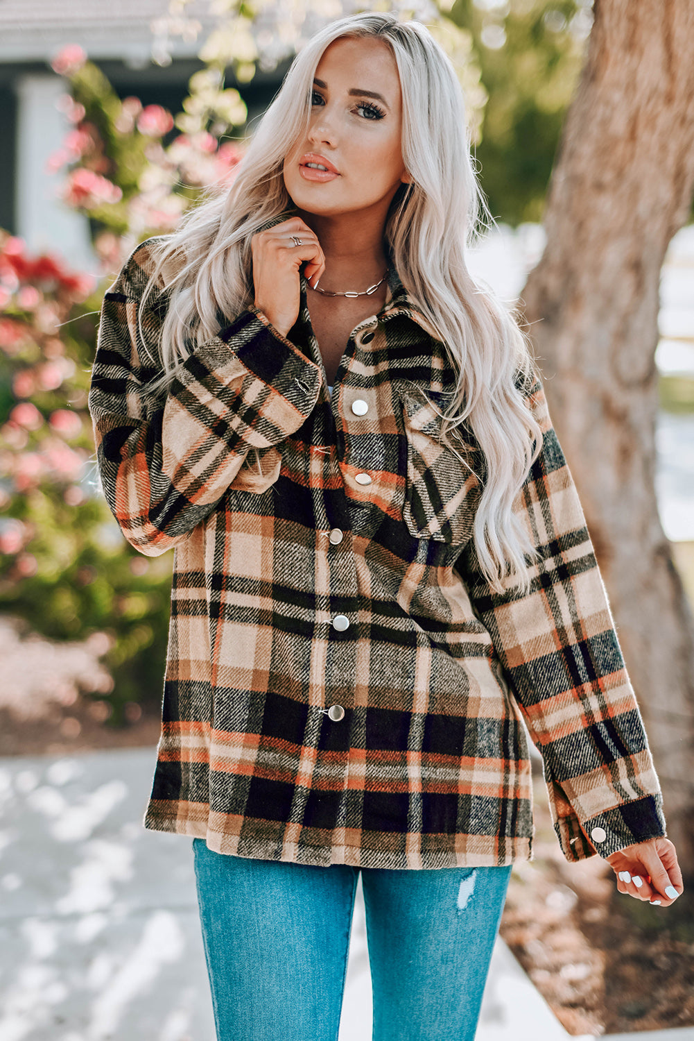 Plaid Button Front Flannel Shacket