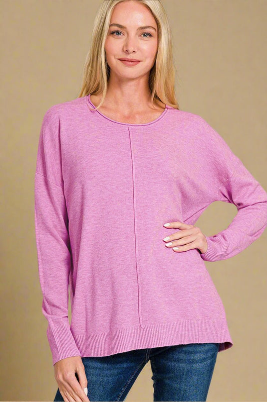 Front Seam Sweater in Moonlit Mauve