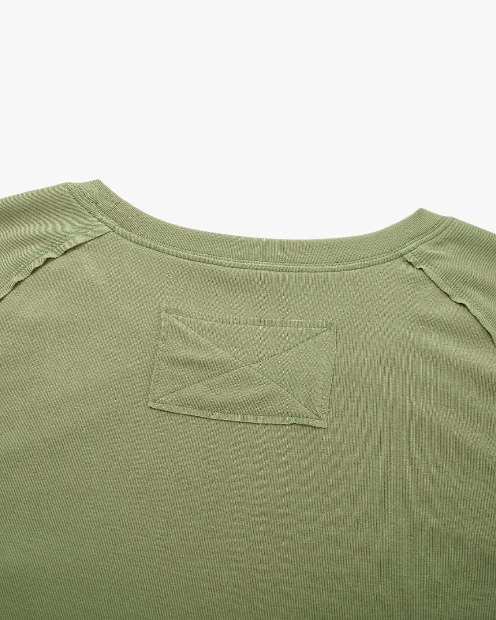 Olive Seamed Long-Sleeve Crop Top