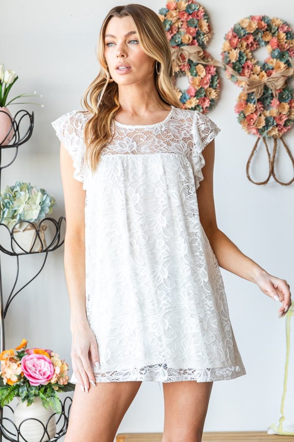 Cap Sleeve Lace Top in Off-WhiteTopHeimish