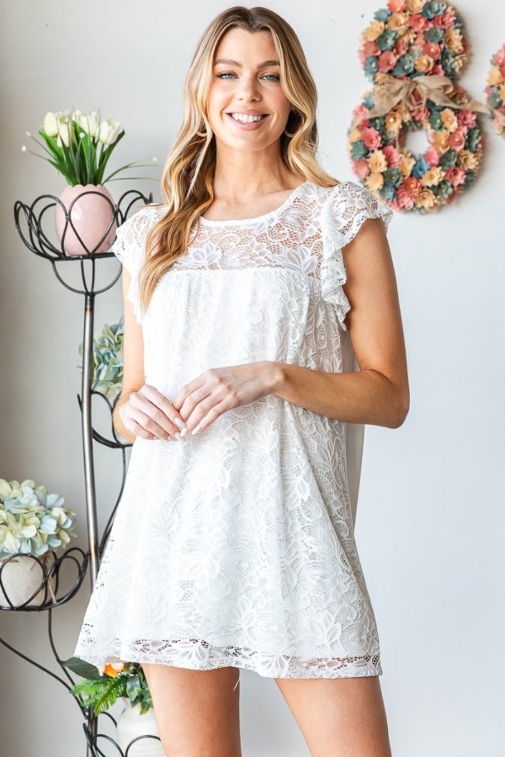 Cap Sleeve Lace Top in Off-WhiteTopHeimish