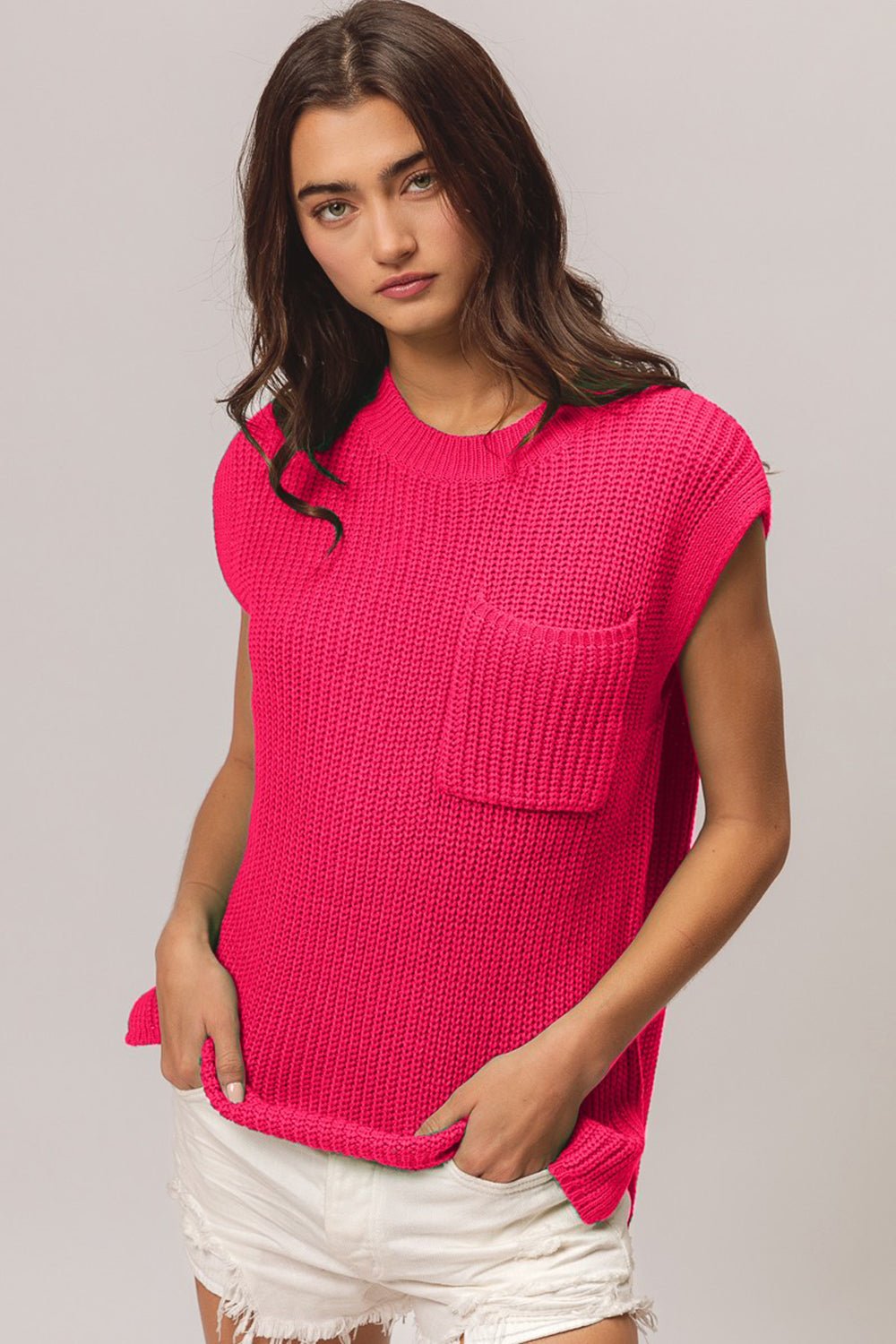 Cap Sleeve Sweater in FuchsiaSweaterBiBi