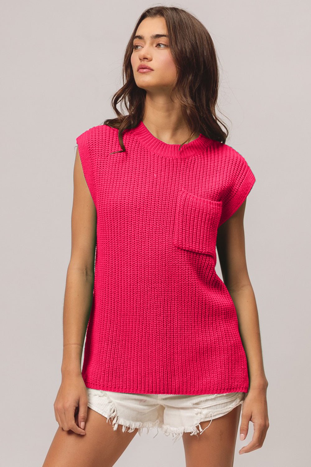 Cap Sleeve Sweater in FuchsiaSweaterBiBi