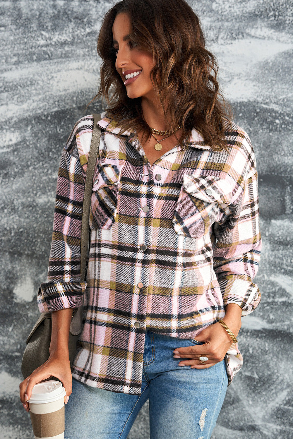 Plaid Button Front Flannel Shacket