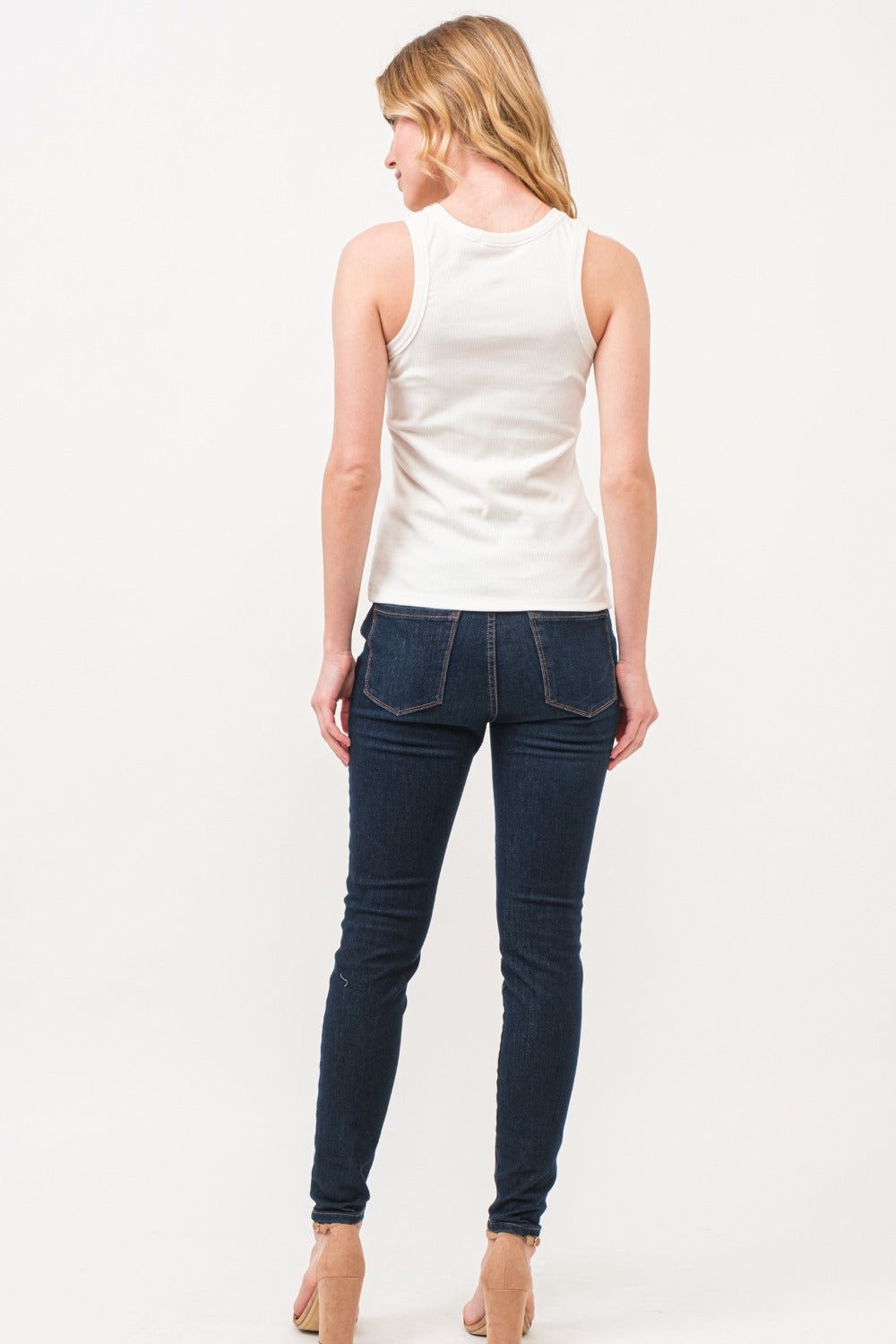 Boo Spider Web Rib Knit Tank Top in Off White