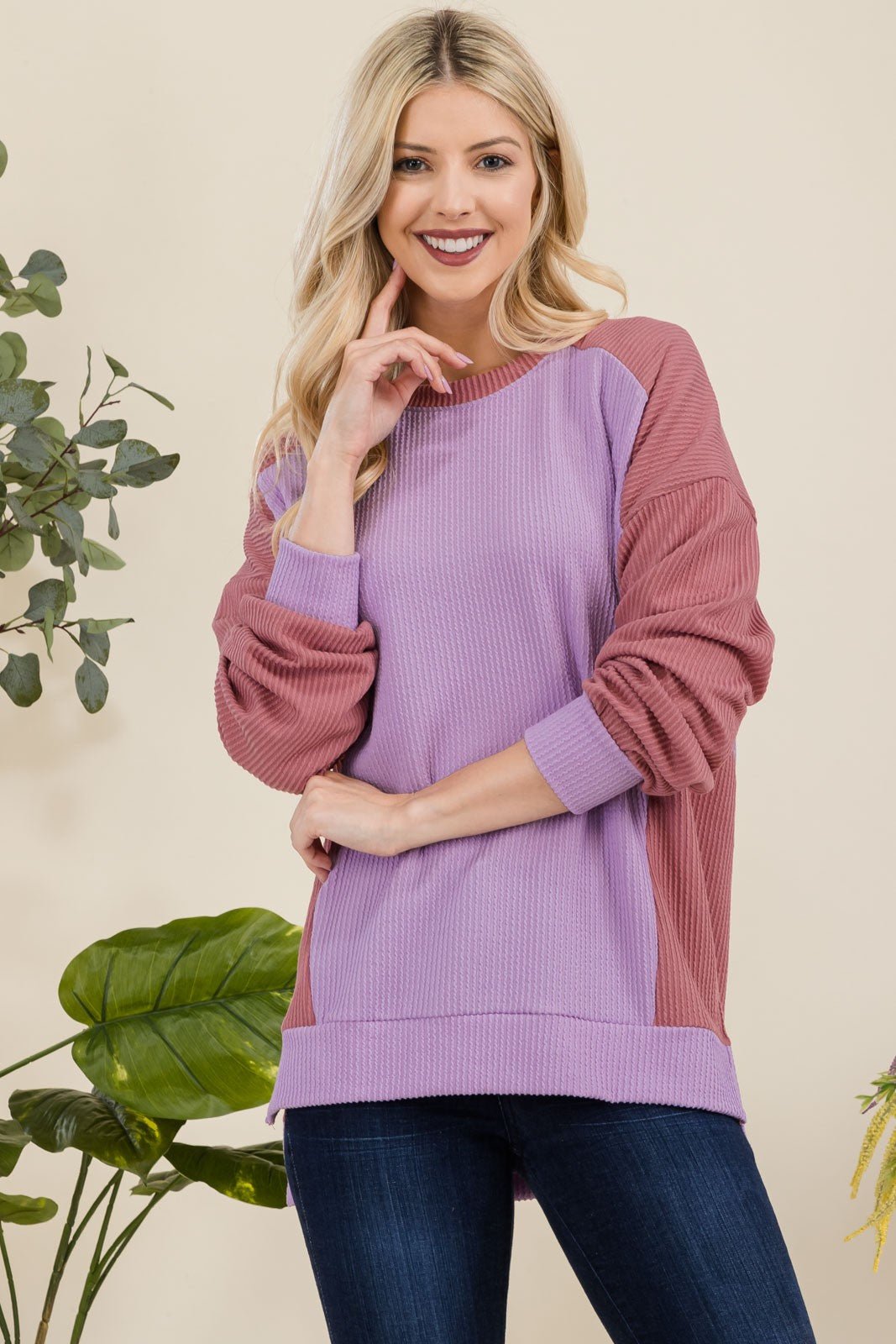 CELESTE - High - Low Hem Sweatshirt in Lavender