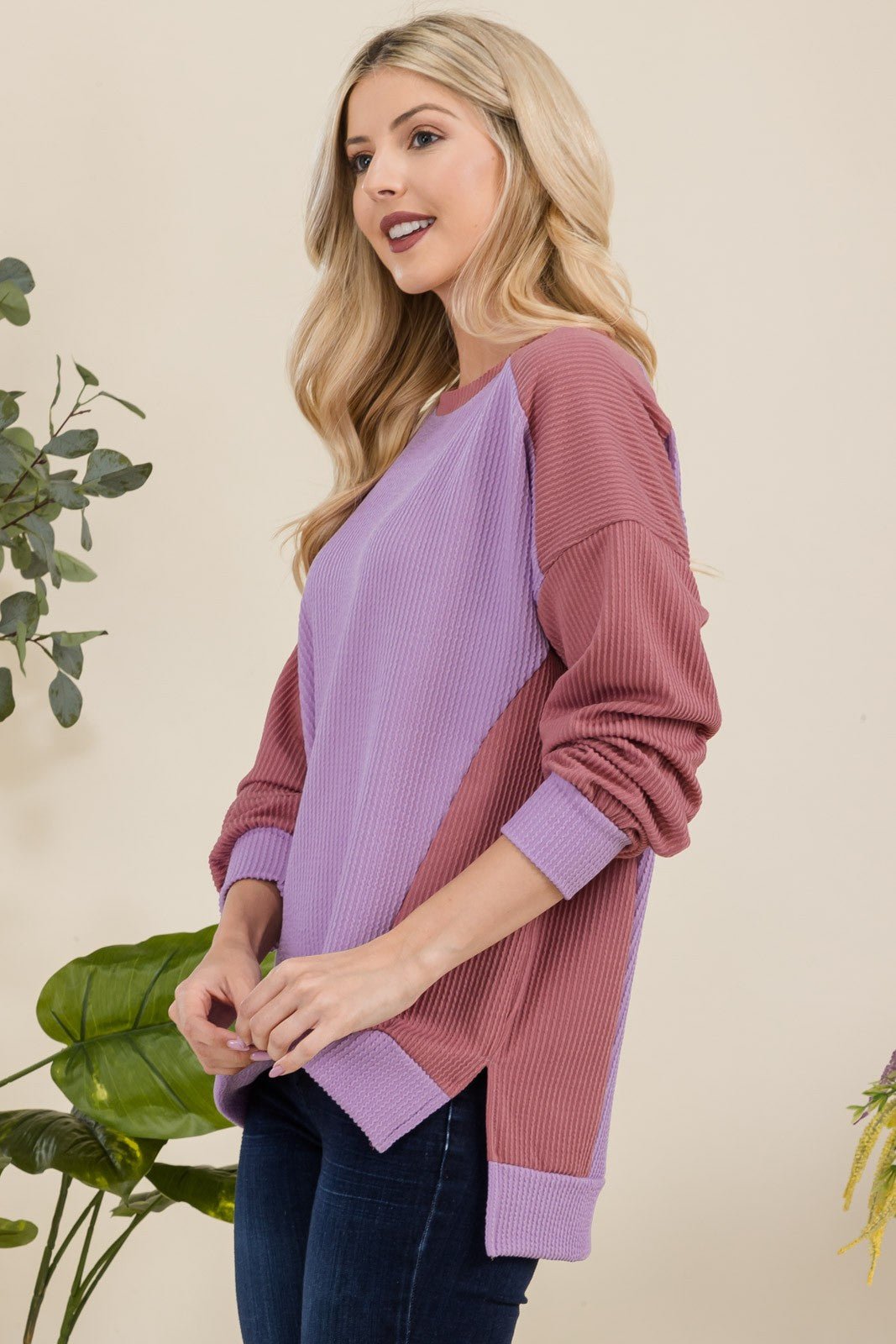 CELESTE - High - Low Hem Sweatshirt in Lavender