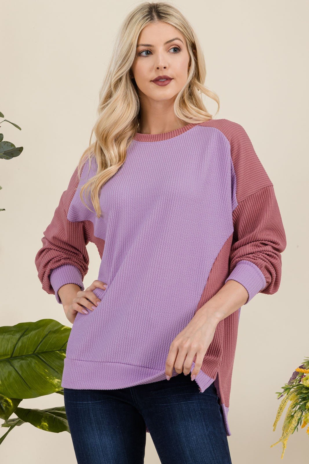 CELESTE - High - Low Hem Sweatshirt in Lavender