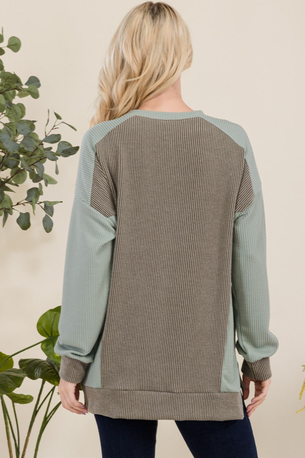 CELESTE - High - Low Hem Sweatshirt in Sage