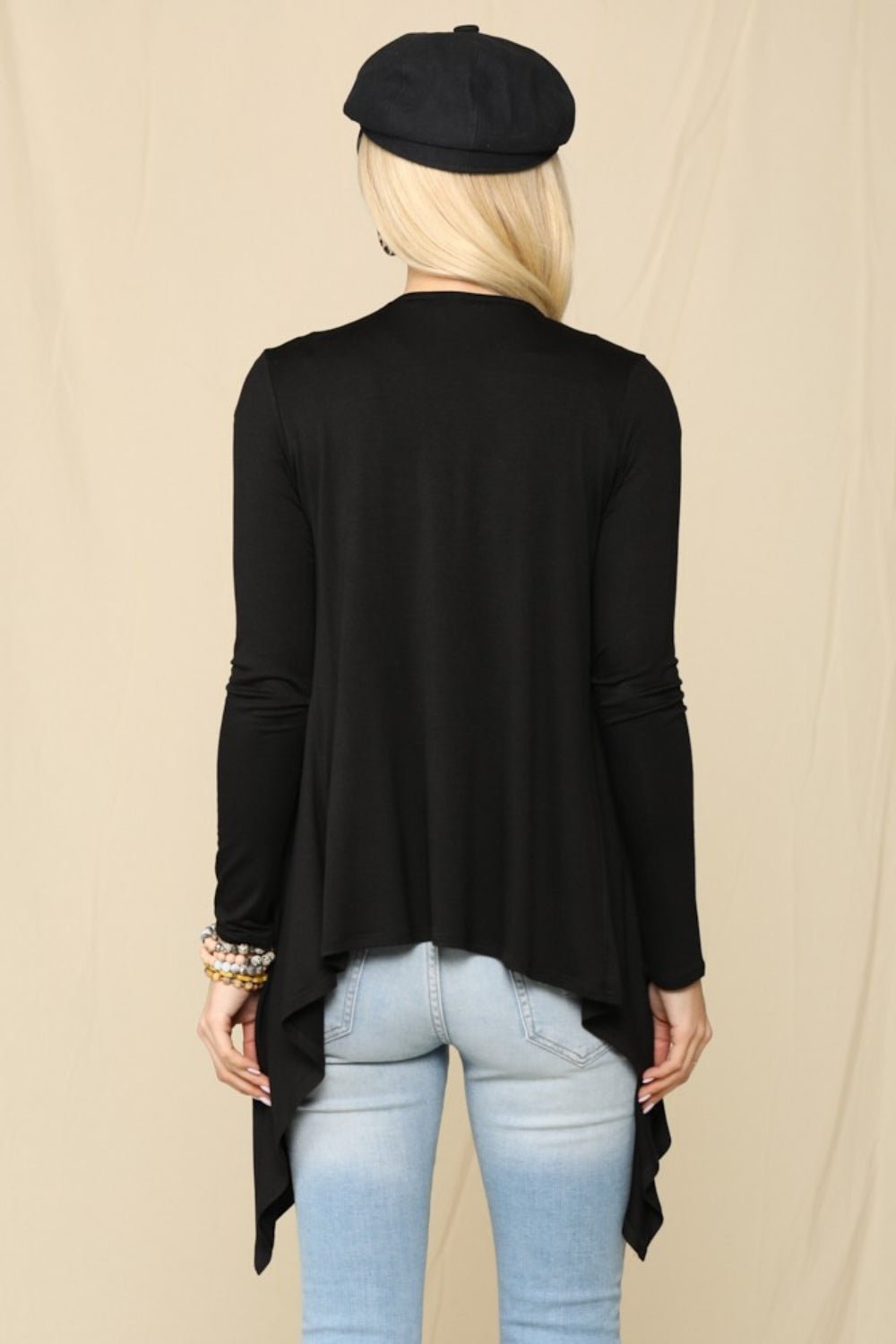 CELESTE - Open Front Knit Cardigan in Black