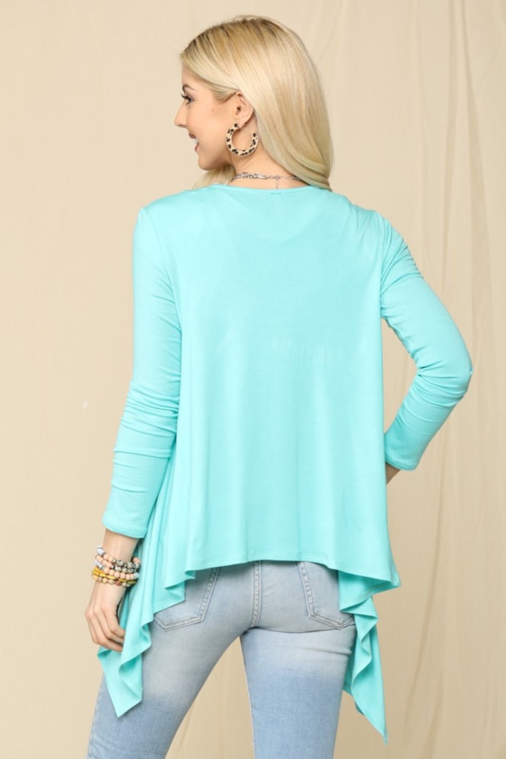 CELESTE - Open Front Knit Cardigan in Mint