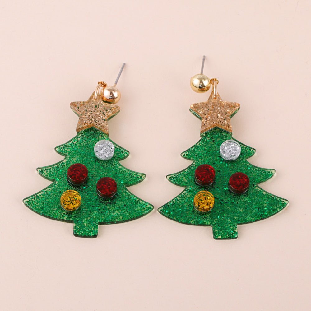 Christmas Tree Glitter Dangle EarringsEarringsBeach Rose Co.