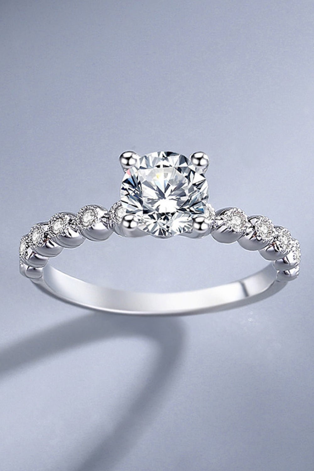 Classic Silver 4-Prong Moissanite & Zircon RingRingBeach Rose Co.