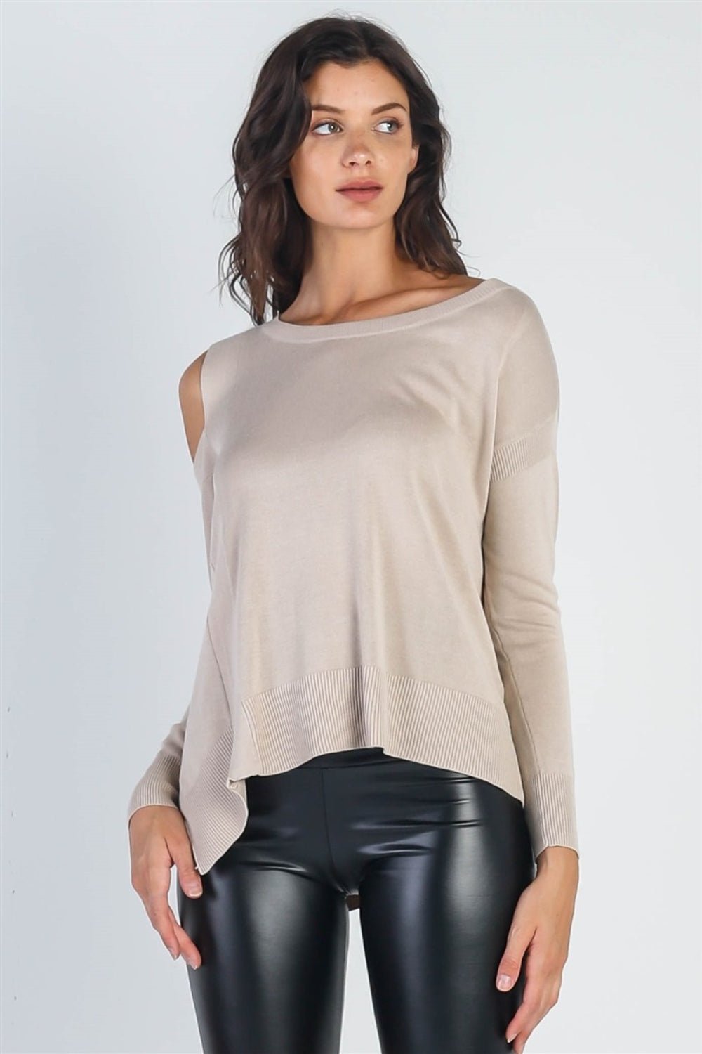 Cold Shoulder Long Sleeve Knit TopTopTASHA