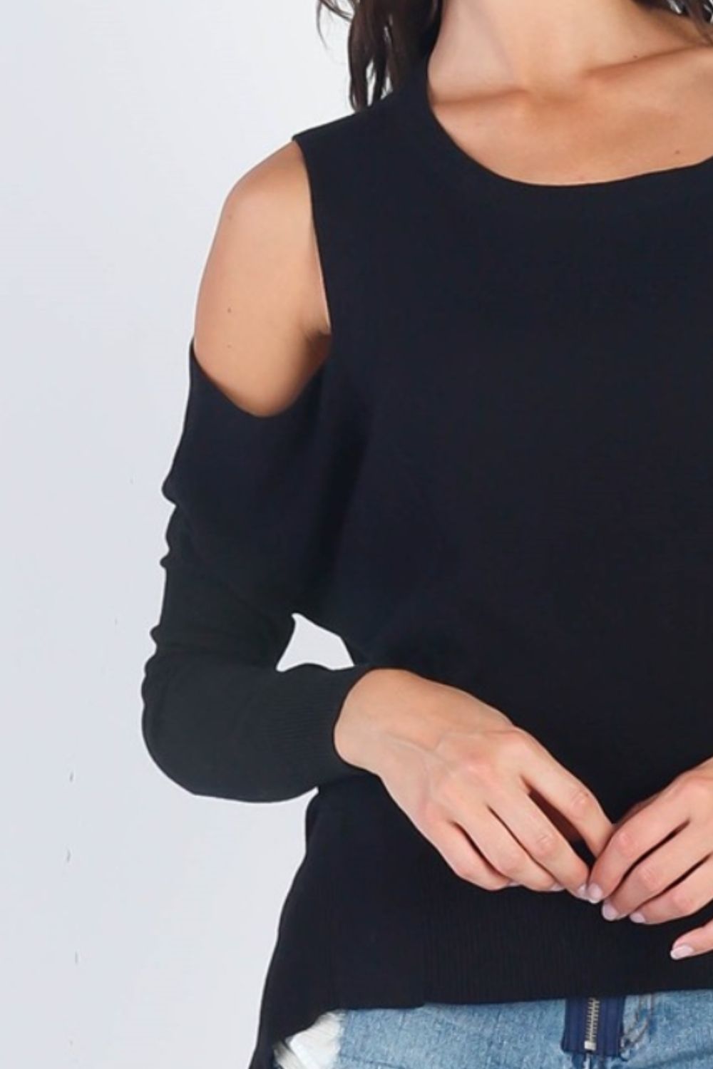 Cold Shoulder Long Sleeve Knit TopTopTASHA