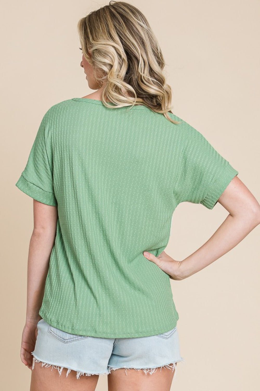 Color Block Short Sleeve T-Shirt in Green MultiT-ShirtBOMBOM