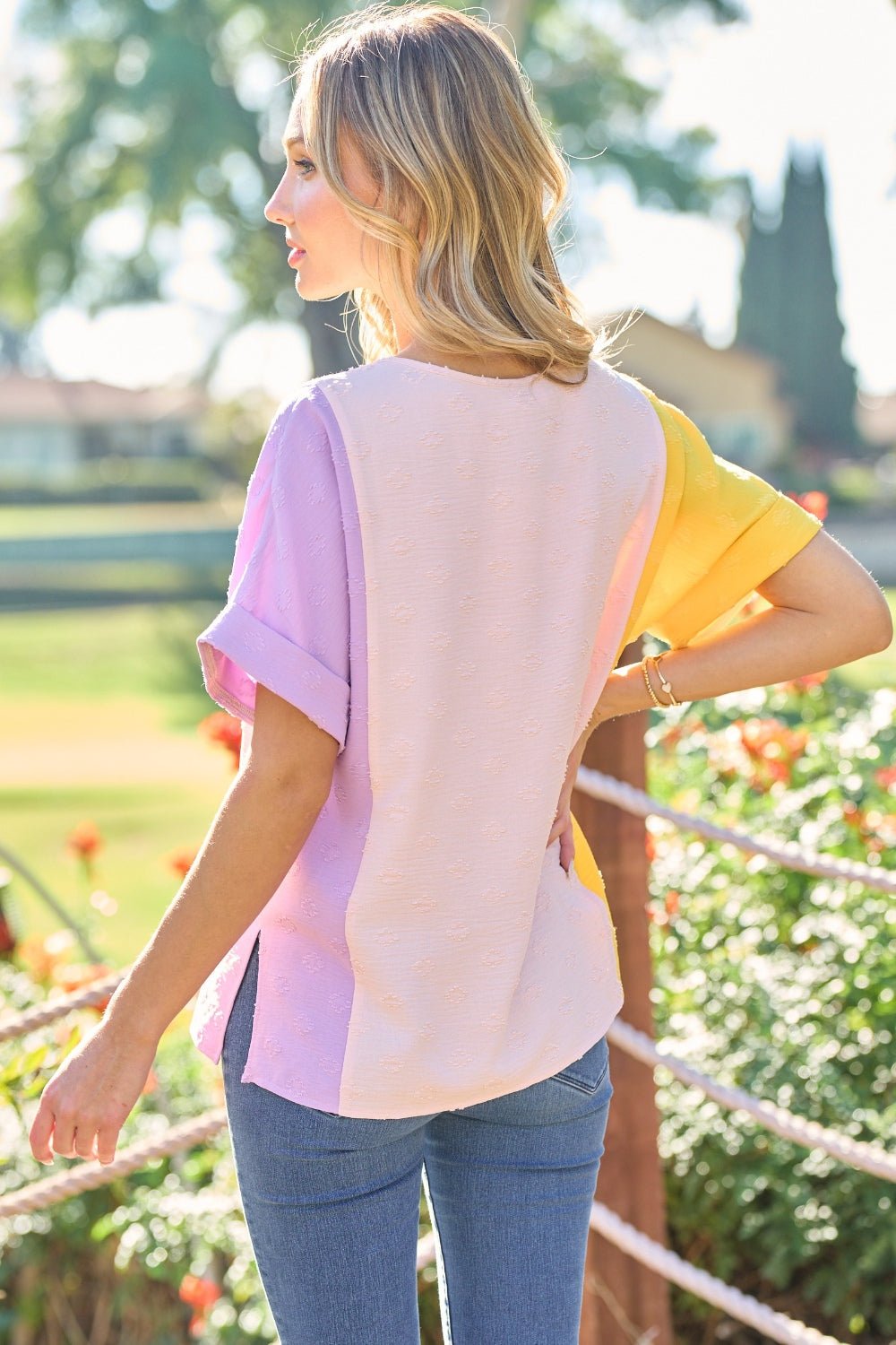 Color Block Short Sleeve Top in YellowTopHailey & Co