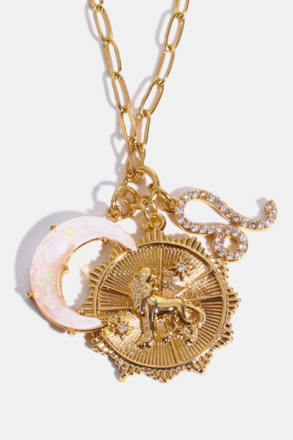 Copper Rhinestone Astrology Moon Charm NecklaceNecklaceBeach Rose Co.