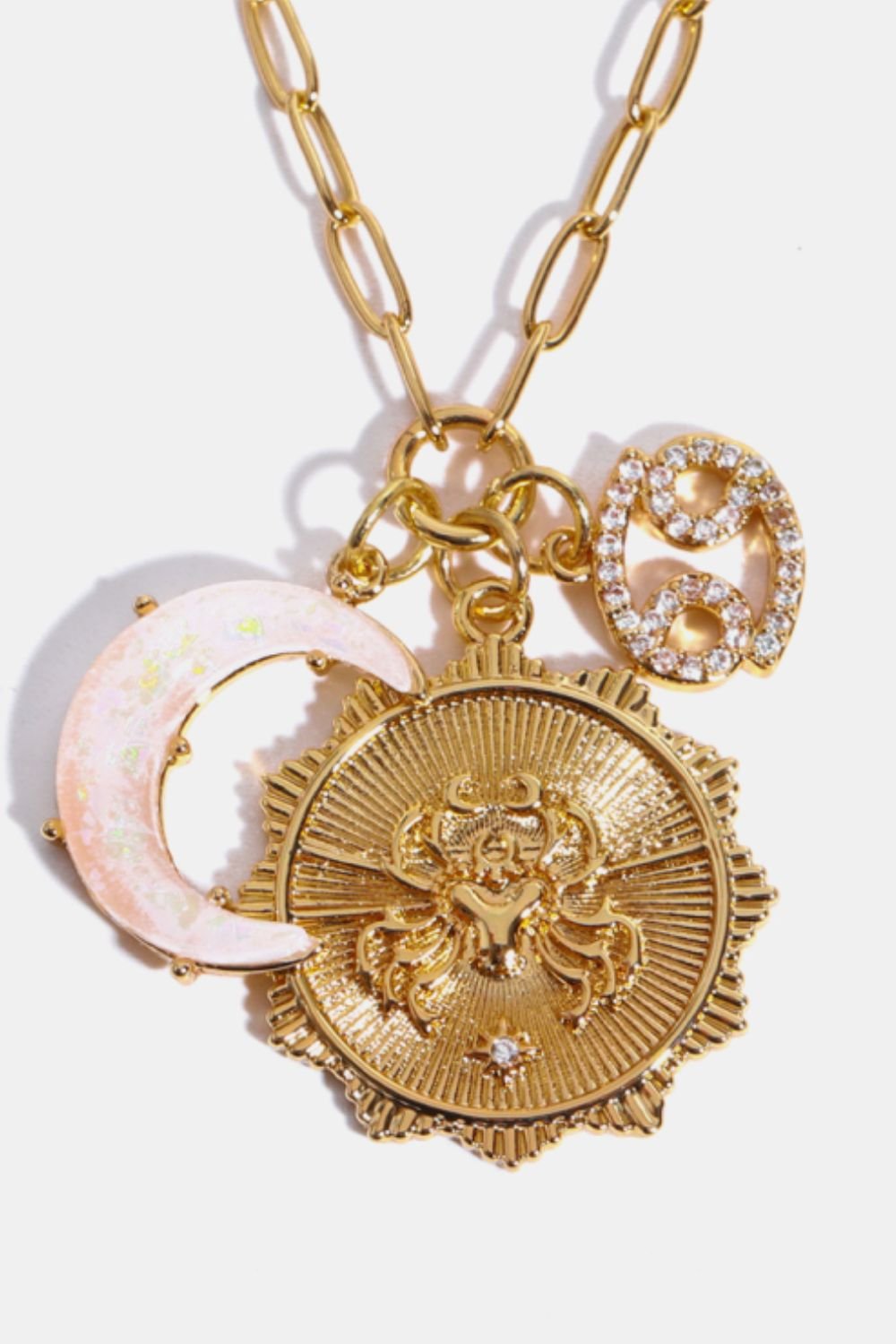 Copper Rhinestone Astrology Moon Charm NecklaceNecklaceBeach Rose Co.