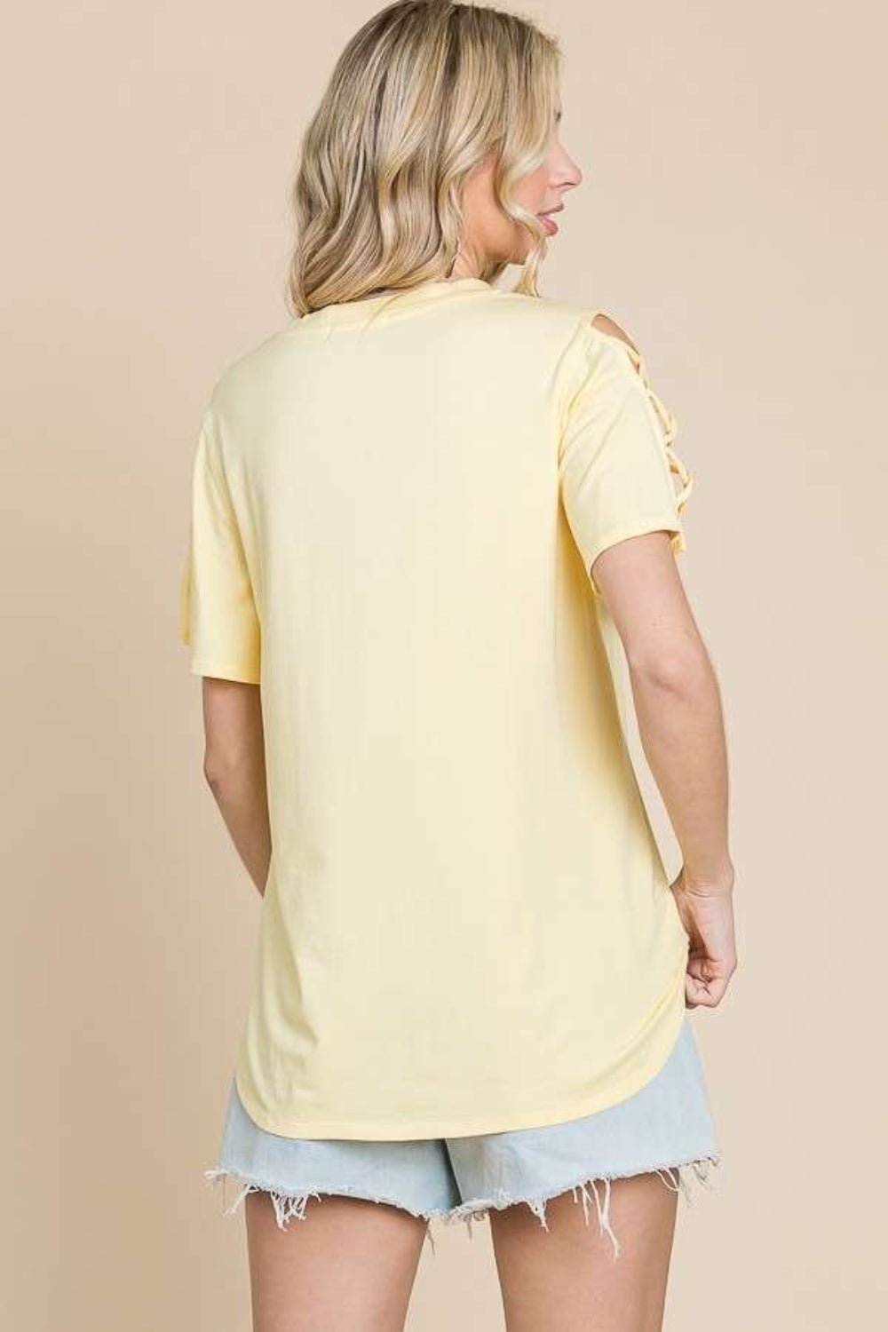 Crew Neck Cutout Detail Short Sleeve T-ShirtT-ShirtCulture Code