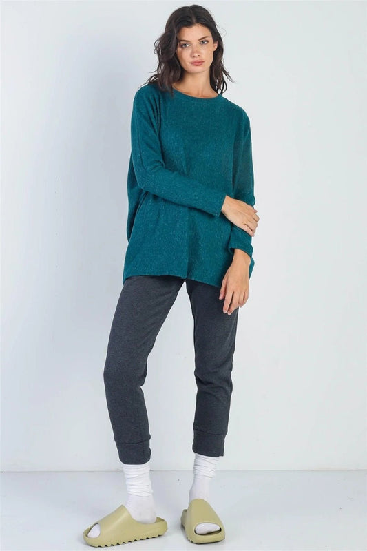 Crew Neck Long Sleeve Sweater in Hunter GreenSweaterCHERISH APPAREL