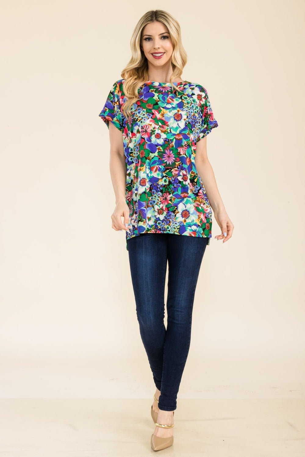 Crew Neck Short Sleeve Floral T-ShirtT-ShirtCeleste Design