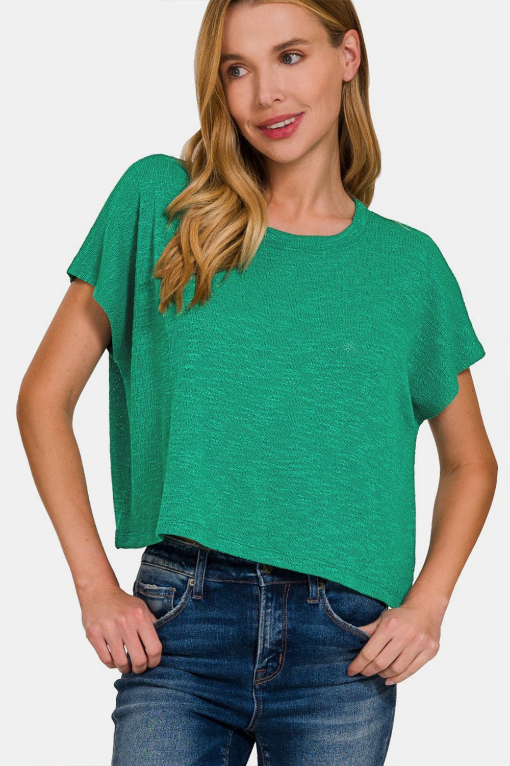 Crew Neck Short Sleeve T-Shirt in Kelly GreenT-ShirtZenana