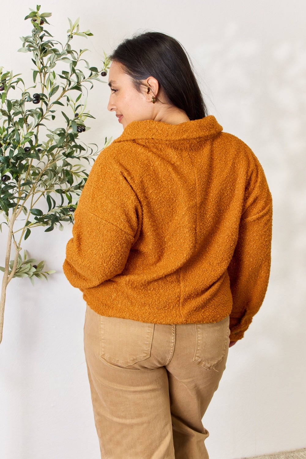 Culture Code - Half Button Turtleneck Sweatshirt in Ginger