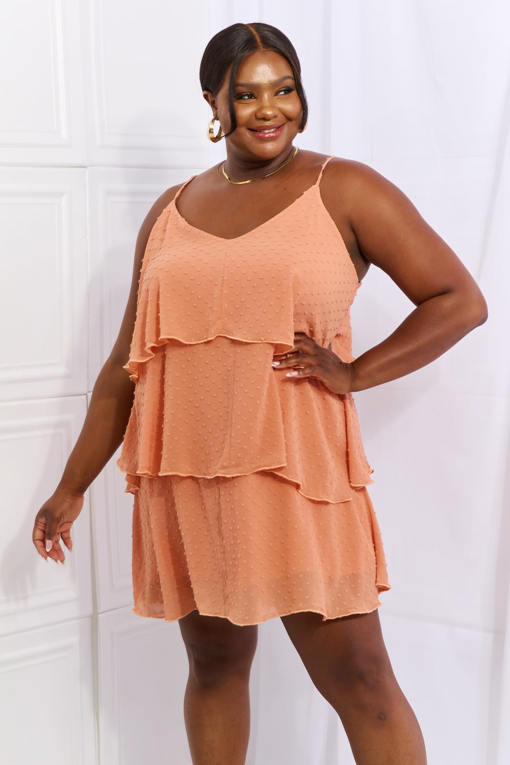 Culture Code - Sleeveless Tiered Mini Cami Dress in Tangerine