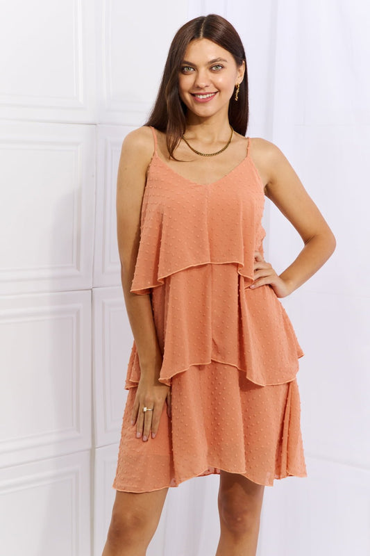 Culture Code - Sleeveless Tiered Mini Cami Dress in Tangerine