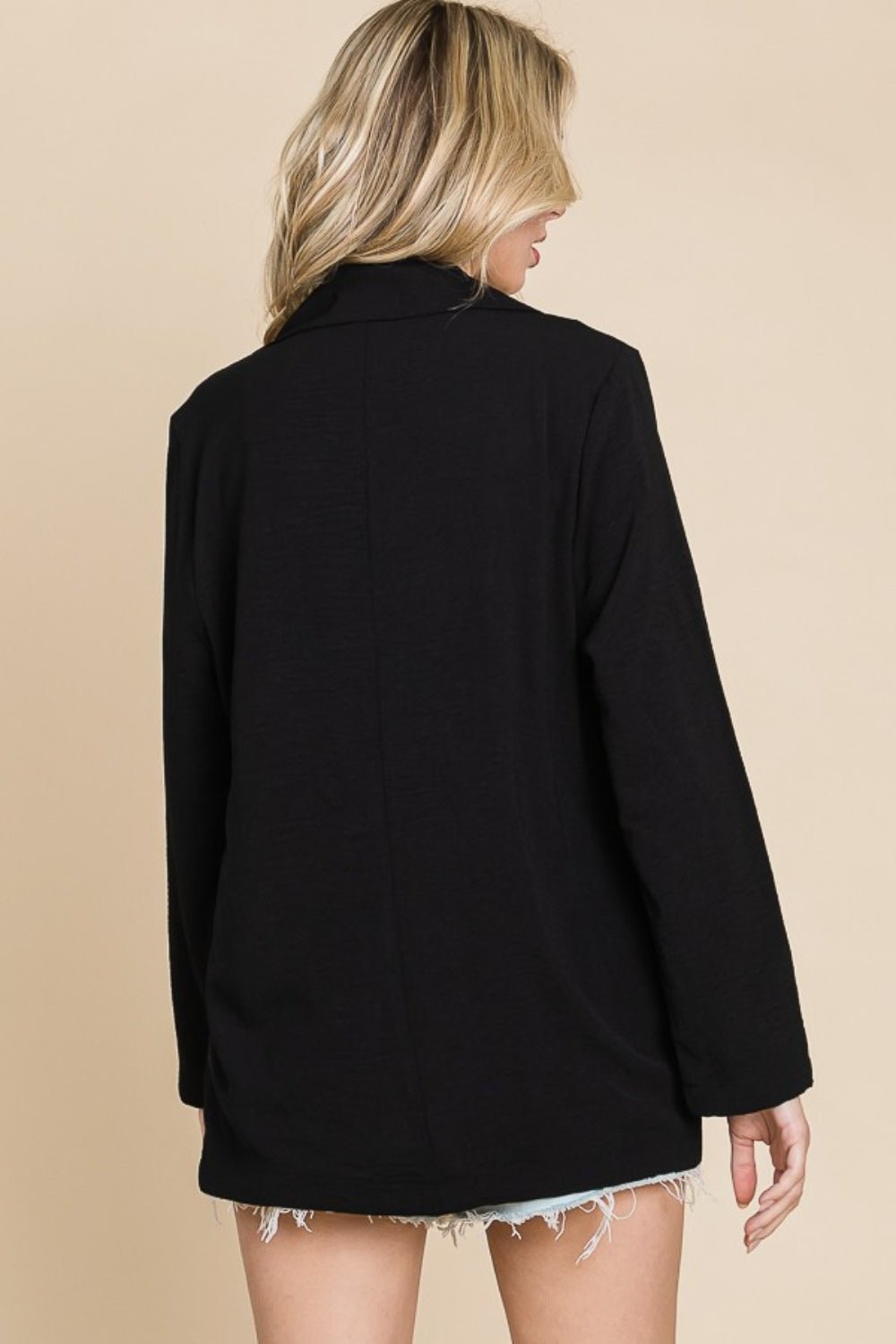 Culture CodeOne Button Long Sleeve Blazer with Pockets in Black