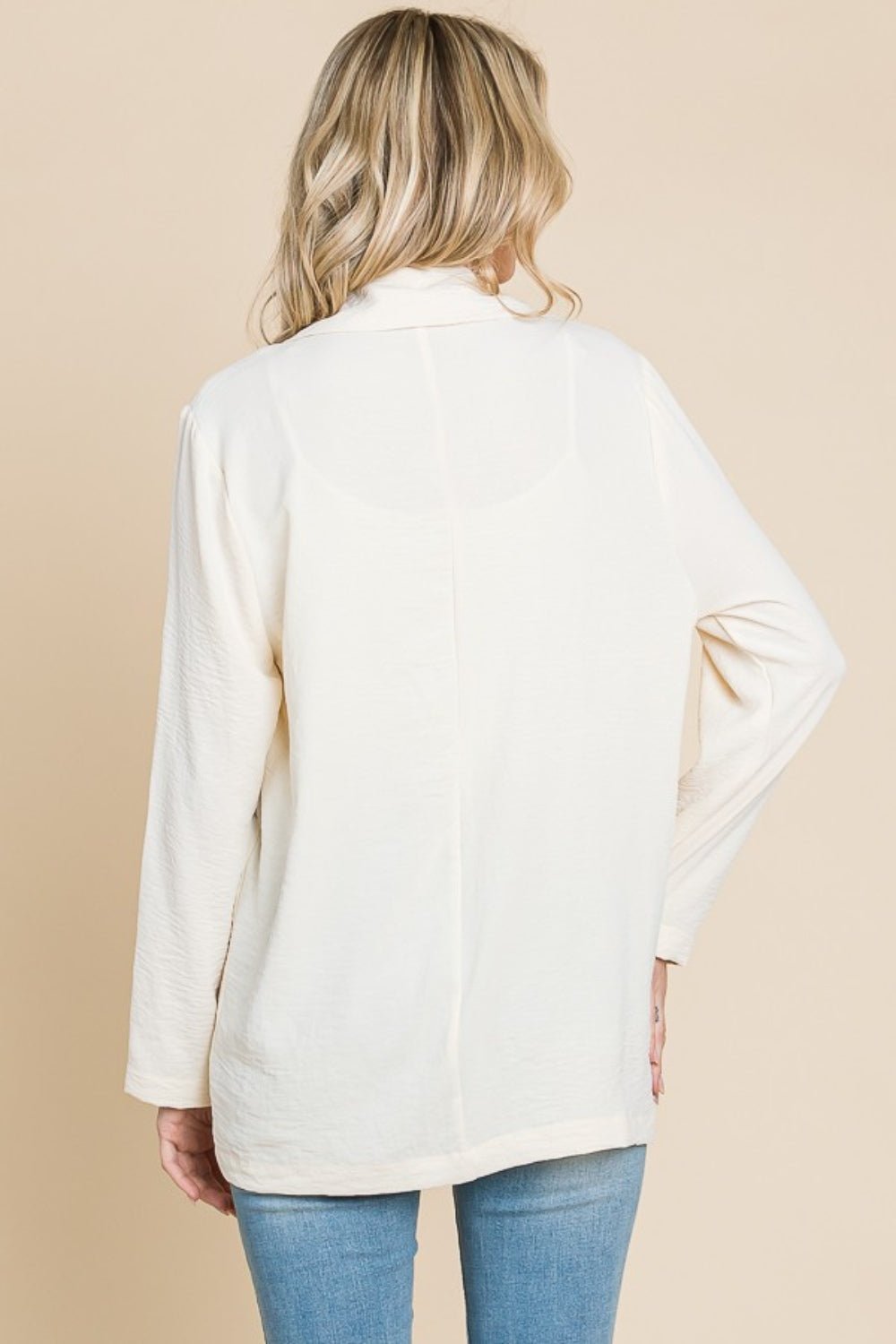 Culture CodeOne Button Long Sleeve Blazer with Pockets in New Ivory