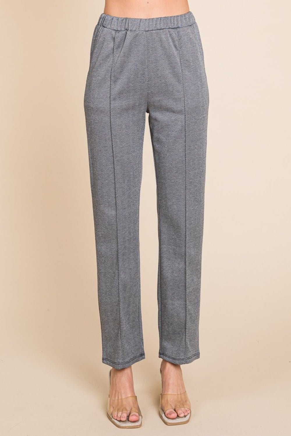 Culture CodePin Tuck Detail Slim Pants in Gray