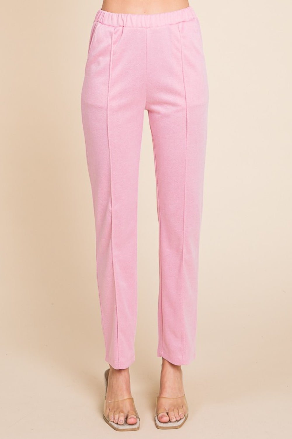 Culture CodePin Tuck Detail Slim Pants in Pink