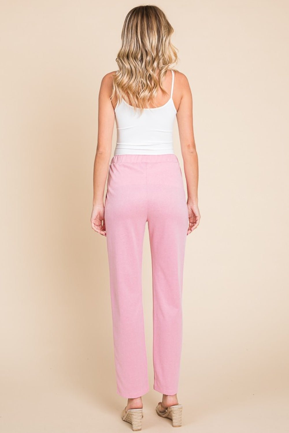 Culture CodePin Tuck Detail Slim Pants in Pink