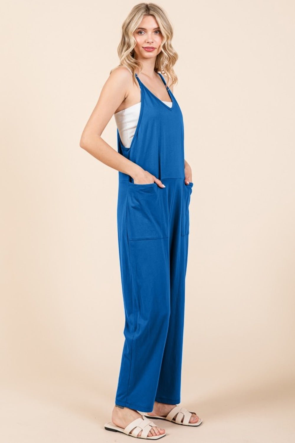 Culture CodeSleeveless Jumpsuit with Pockets in Azula Blue